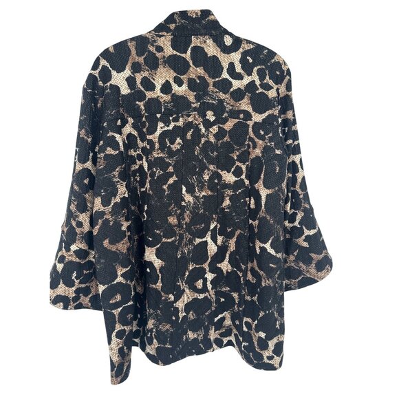 Ali Miles Womens Leopard Print Button-Up Jacket size large pockets - Picture 3 of 4